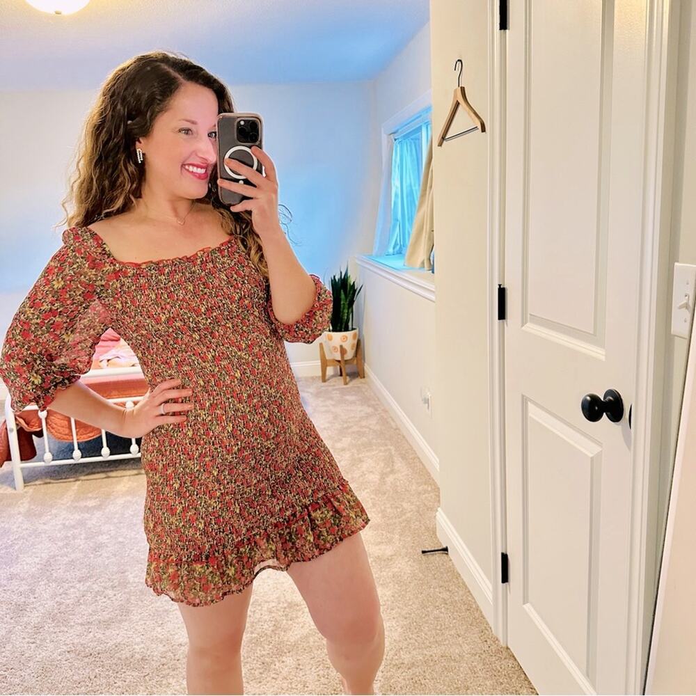 Tuckernuck Dress Forum Los Angeles Pink Floral Smocked Mini Dress Medium